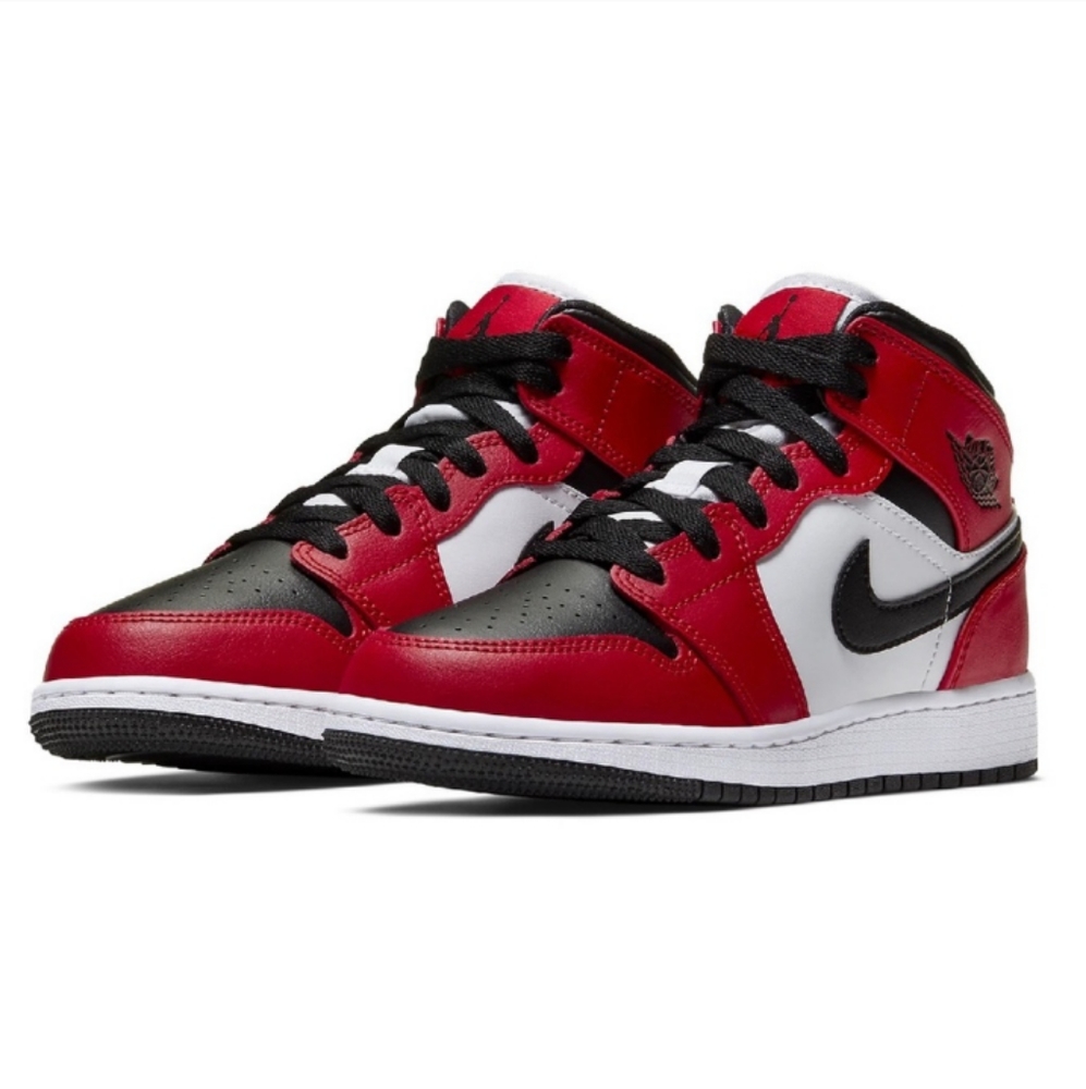 Red Nike mid-rise shoes